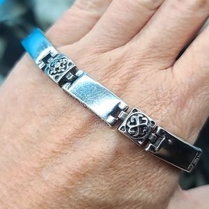 $54 Brighton Retired "TRIBECA" Scrolled & Swirled Linked Silver Panel Bracelet!